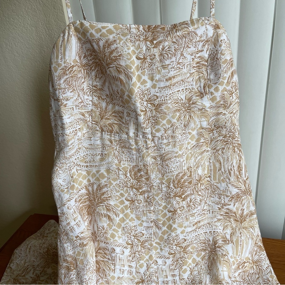Lilly Pulitzer Jorgian Linen Midi Dress Palm Beach Paradise Size 12 - Picture 11 of 13